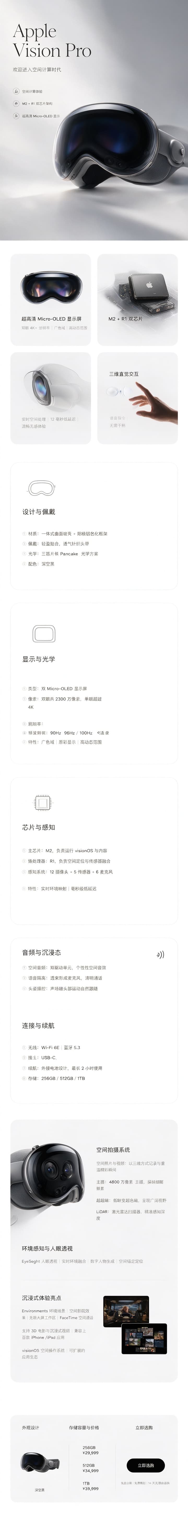 消费电子详情页新版输出，以长图页面组织产品、功能、参数和购买信息