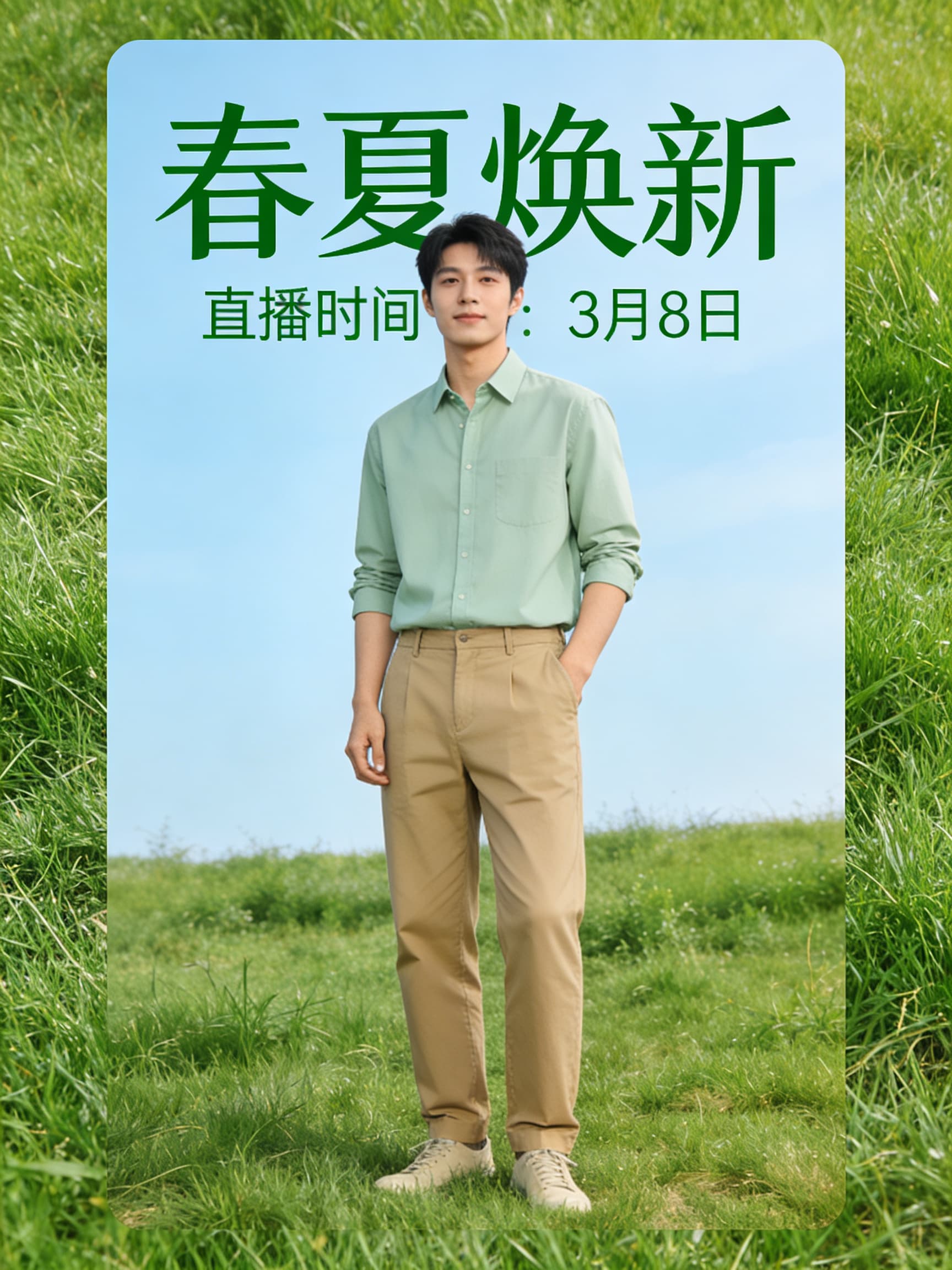 小红书封面旧版输出，人物居中且文字、画面关系较为生硬